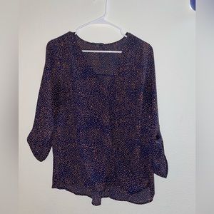 Blue and Orange Flowy Silk Top